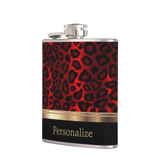 Classy Red Leopard Animal Print Flachmann (Links)