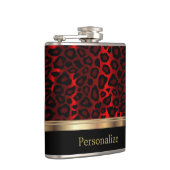 Classy Red Leopard Animal Print Flachmann (Rechts)
