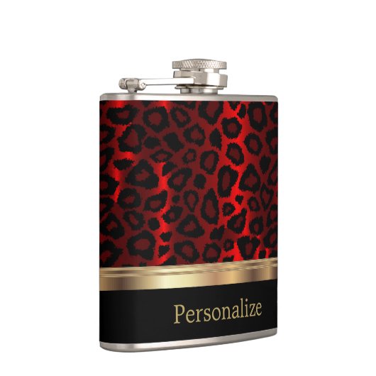 Classy Red Leopard Animal Print Flachmann (Rechts)