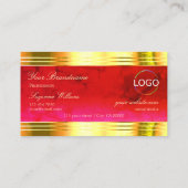 Classy Red Marble Shiny Gold Borders Logo De Luxe Visitenkarte (Rückseite)
