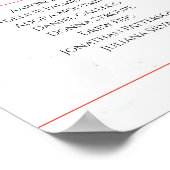 Classy Red Minimalist Wedding Seating Chart Poster (Ecke)