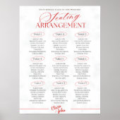 Classy Red Minimalist Wedding Seating Chart Poster (Vorne)