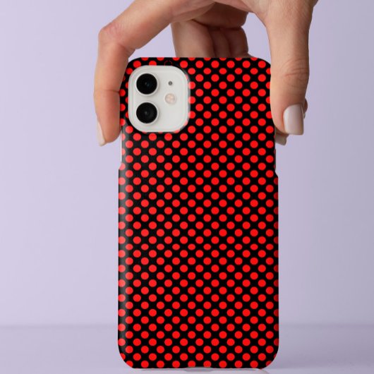 Classy Red POlka dots pattern On Stylish Black Case-Mate iPhone Hülle