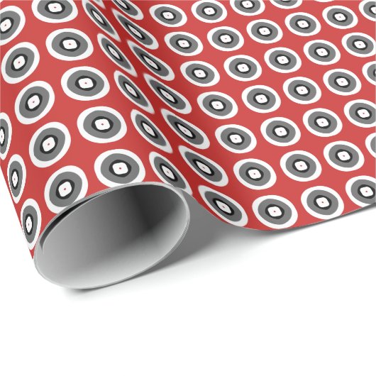 Classy Red Schwarz-weiß Dot Pattern Geschenkpapier (Rolleneckpunkt)
