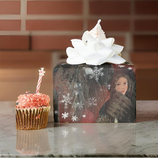 Classy Red Snowflakes Vintages Paar Geschenkpapier