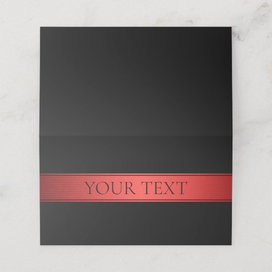 Classy Red Strip & Black Background oder DIY Place Platzkarte (Außenseite Aufgefaltet)