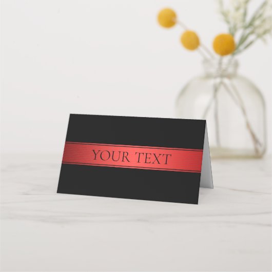 Classy Red Strip & Black Background oder DIY Place Platzkarte (Vorderseite)