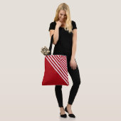 Classy Red & White Diagonal Stripes Modern Tasche (Am Model)