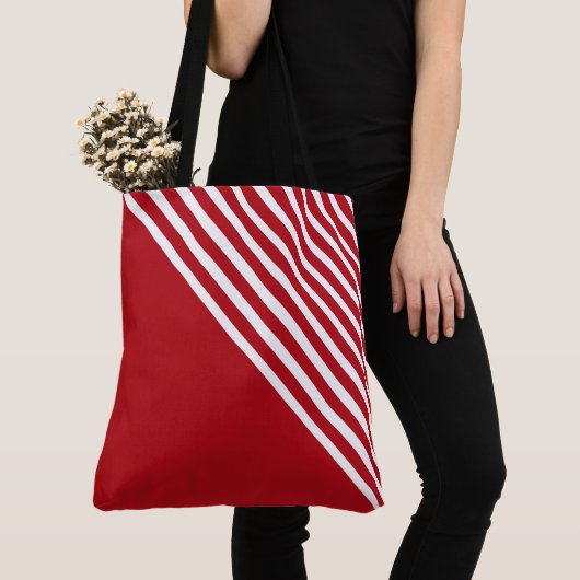 Classy Red & White Diagonal Stripes Modern Tasche (Von Nahem)