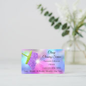 Classy-Reinigungsdienste Rosa Lila Glitzer Visitenkarte (Stehend Vorderseite)