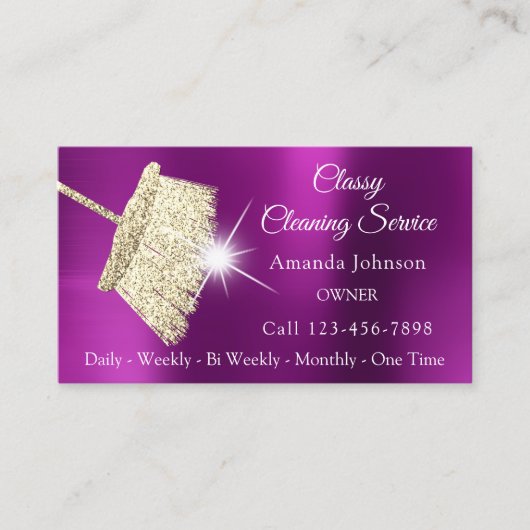 Classy Reinigungsservice Maid Gold Fuchsia Pink Visitenkarte (Vorderseite)