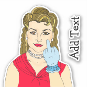 Classy Retro Lady Umdrehe den Vogel Aufkleber