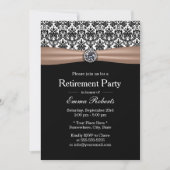 Classy Ribbon & Damask Diamond Retirement Party Einladung (Vorderseite)
