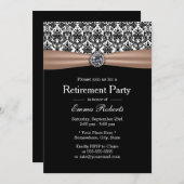Classy Ribbon & Damask Diamond Retirement Party Einladung (Vorne/Hinten)