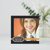 Classy Ribbon Square Foto Abschluss Einladung (Stehend Vorderseite)