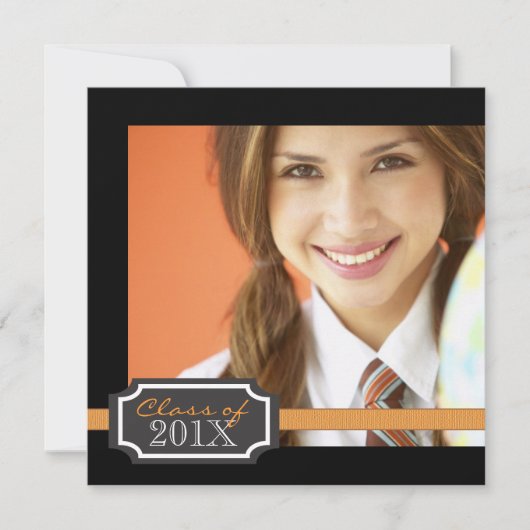 Classy Ribbon Square Foto Abschluss Einladung (Vorderseite)
