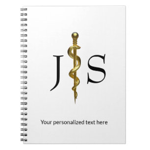 Classy Rod of Asclepius Medical Gold auf Weiß Notizblock