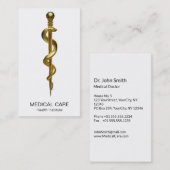 Classy Rod of Asclepius Medical Gold auf Weiß Visitenkarte (Vorne/Hinten)