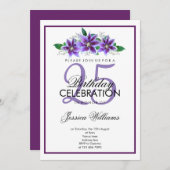 Classy Romantic Lila Clematis Geburtstag Einladung (Vorne/Hinten)