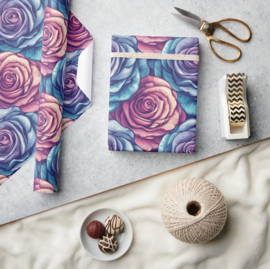 Classy Rose Blume Boho Wrapping Paper Geschenkpapier (Kunsthandwerk)