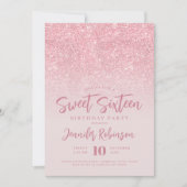 Classy Rose Gold Blush Glitzer Foto Sweet 16 Einladung (Vorderseite)