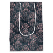 Classy Rose Gold Dreamcatcher Grau Muster Mittlere Geschenktüte (Rückseite)