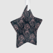 Classy Rose Gold Dreamcatcher Grau Muster Ornament (Vorderseite)