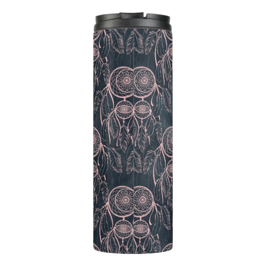 Classy Rose Gold Dreamcatcher Grau Muster Thermosbecher (Rückseite)