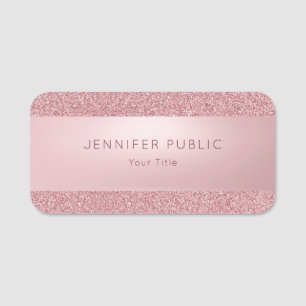 Classy Rose Gold Glitzer Template Namensschild