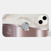 Classy Rose Gold Monogram Diamond Jewel Art Case-Mate iPhone Hülle (Rückseite (Horizontal))