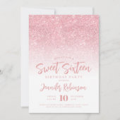 Classy Rose Gold Sparkle Glitzer Foto Sweet 16 Einladung (Vorderseite)