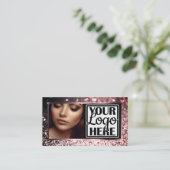 Classy Rose Gold Sparkle Glitzer Frame Foto Logo Visitenkarte (Stehend Vorderseite)