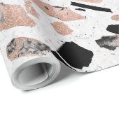 Classy rose gold vintage marble abstract terrazzo geschenkpapier (Rolleneckpunkt)