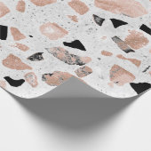 Classy rose gold vintage marble abstract terrazzo geschenkpapier (Ecke)