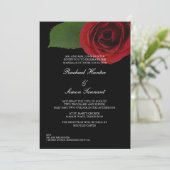 Classy Rote Rose Hochzeit - Schwarz Einladung (Stehend Vorderseite)