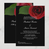 Classy Rote Rose Hochzeit - Schwarz Einladung (Vorne/Hinten)