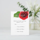 Classy Rote Rose Wedding RSVP Karte (Stehend Vorderseite)