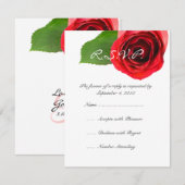 Classy Rote Rose Wedding RSVP Karte (Vorne/Hinten)