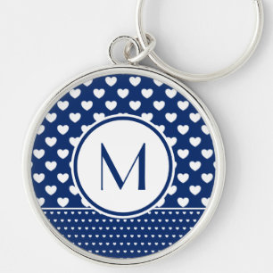 Classy Royal Blue Custom Monogram Button Keychain Schlüsselanhänger