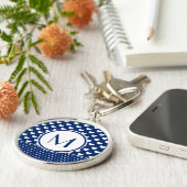 Classy Royal Blue Custom Monogram Button Schlüssel Schlüsselanhänger (Seite)
