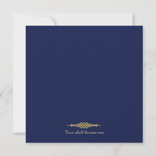 Classy Royal Blue Gold Rahmen Hochzeitseinladung Einladung (Rückseite)