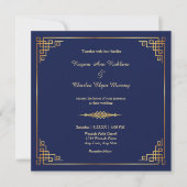 Classy Royal Blue Gold Rahmen Hochzeitseinladung Einladung (Vorderseite)
