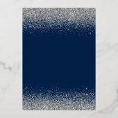 Classy Royal Blue Quinceañera Silver Tiara Glitzer Folieneinladung (Rückseite)