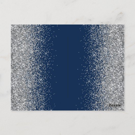 Classy Royal Blue Quinceañera Silver Tiara Glitzer Postkarte (Rückseite)