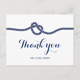 Classy Royal Blue Tying the Knot Danke Postkarte