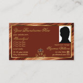 Classy Royal Brown Gold Crown mit Monogram Foto Visitenkarte (Rückseite)