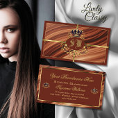 Classy Royal Brown Gold Crown mit Monogram Nobly Visitenkarte