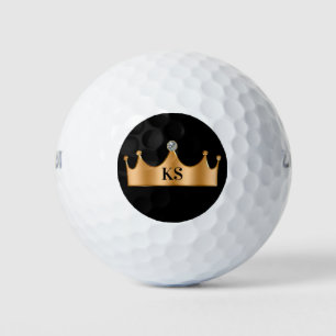 Classy Royal Monogram Crown Bling Golf Balls Golfball