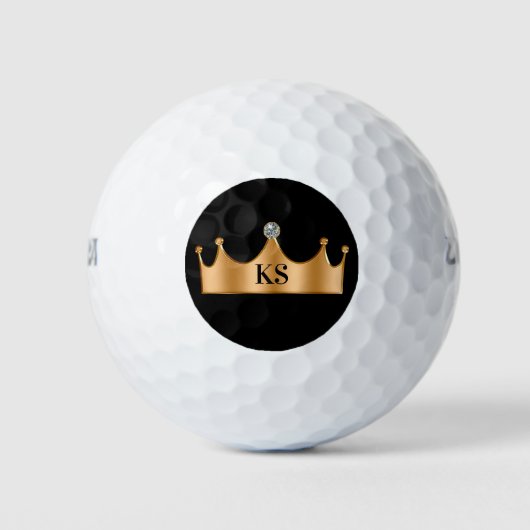 Classy Royal Monogram Crown Bling Golf Balls Golfball (Vorderseite)