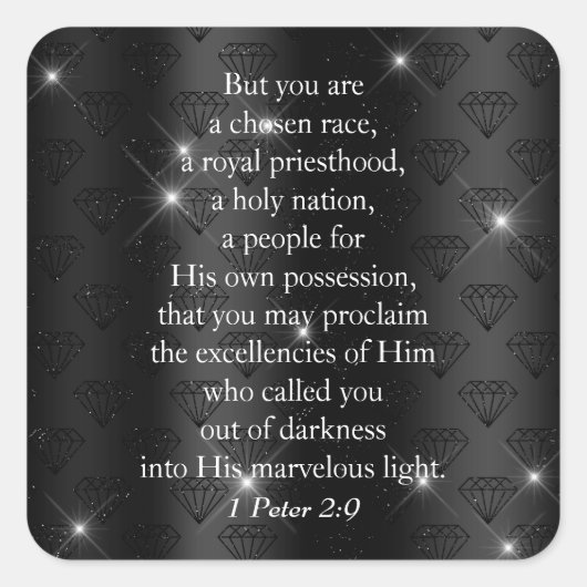 Classy Royal Priesthood Bible Verse Quadratischer Aufkleber (Vorderseite)